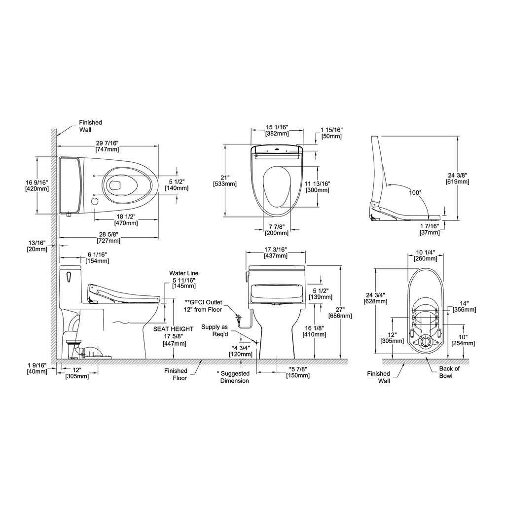 TOTO MW6724736CUFGA#01 1PC Redington 1G W Washlet S7A