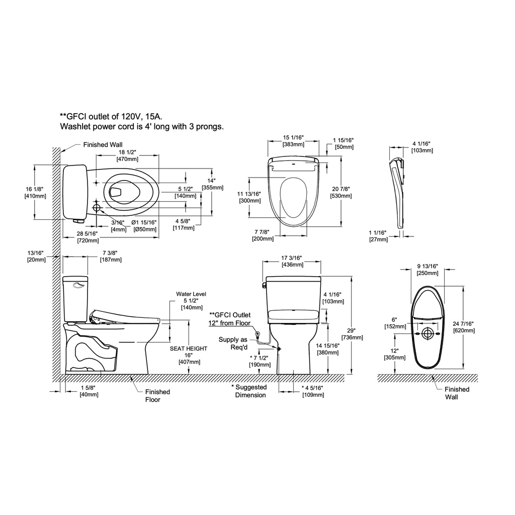 TOTO MW7764736CSGA#01 Drake Rh W/ Washlet+ S7A & Autoflush (1.6 Gpf)