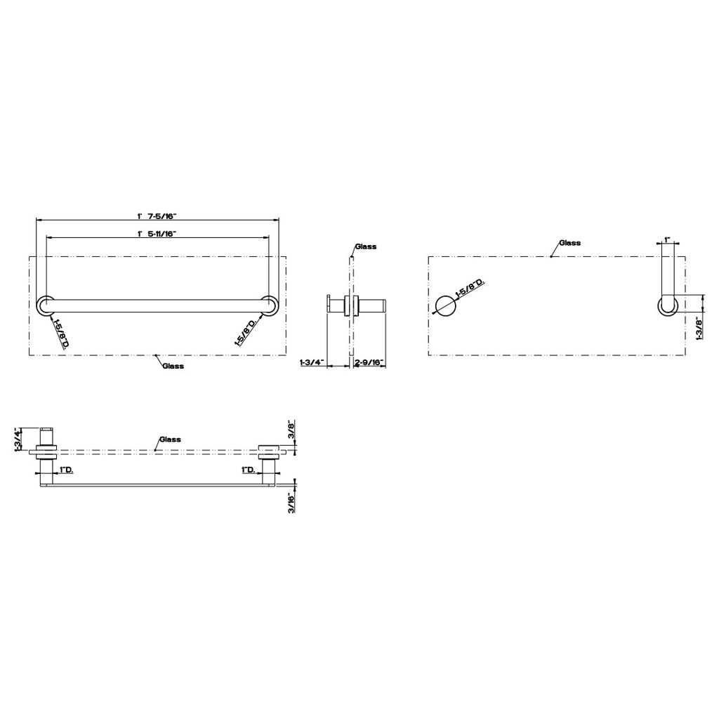 Gessi 38918 Emporio Glass Shower Door Pull Chrome 2