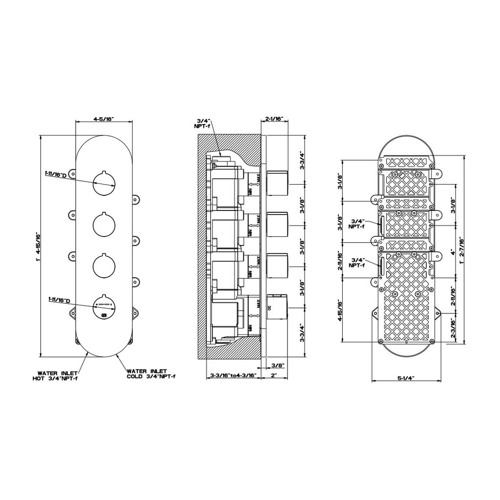 Gessi 39754 Goccia Thermostatic Trim With Three Volume Controls Chrome 2