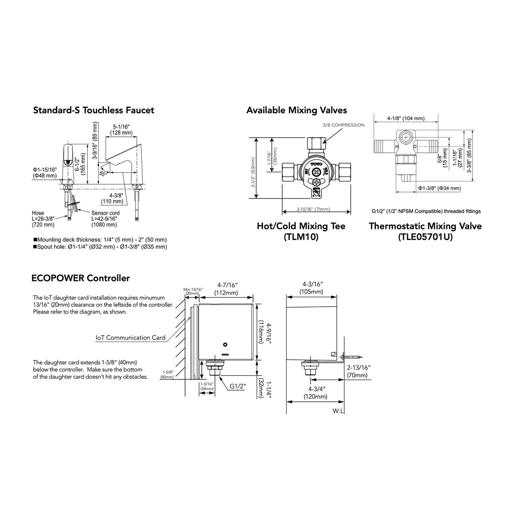 TOTO T27S51ET#CP Touchless Std-S W/Thermoecopower 0.5Gpm D10