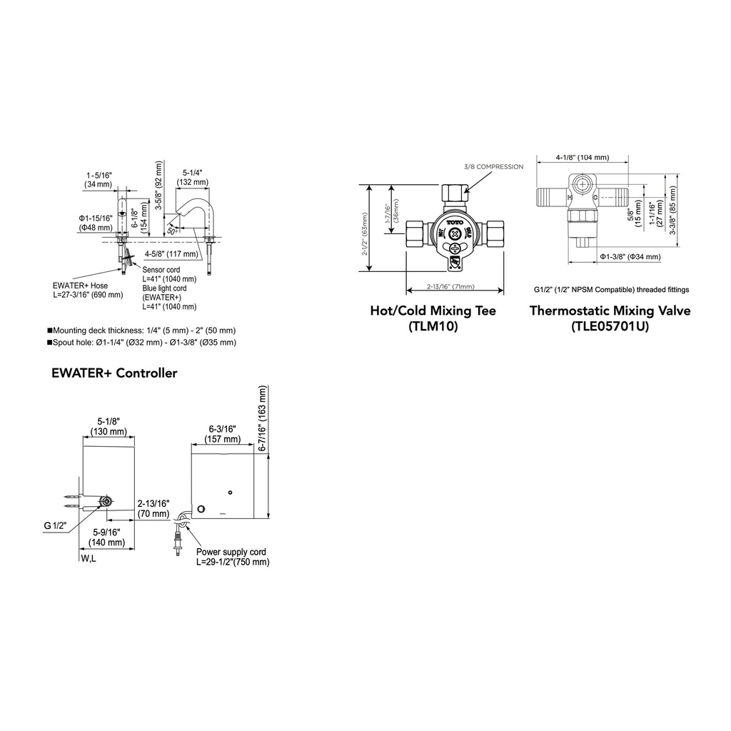 TOTO T28S51S#CP Touchless Std-R Ewater+Ac 0.5Gpm D10