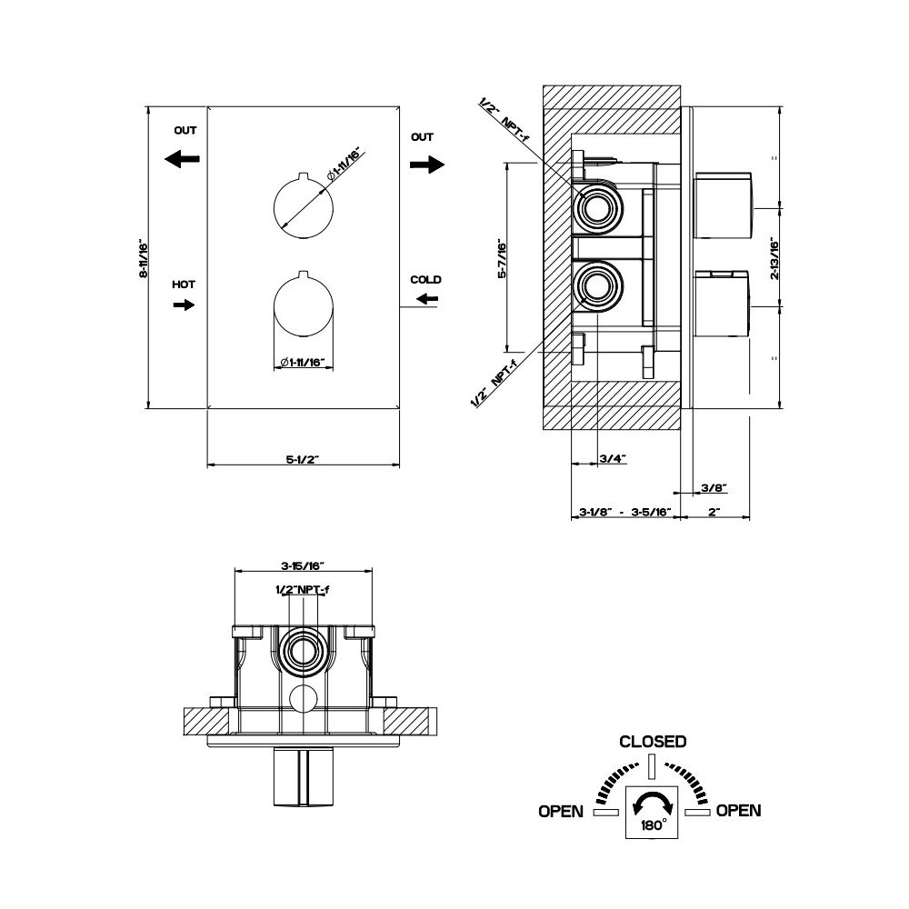 Gessi 38798 Emporio Two Way Thermostatic Diverter And Volume Control Chrome 2