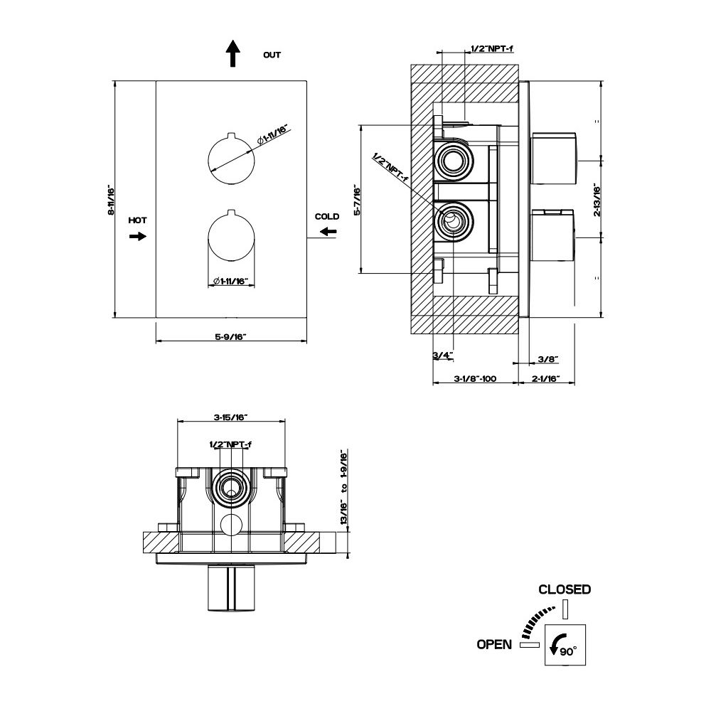 Gessi 38793 Emporio Thermostatic Trim With Single Volume Control Chrome 2