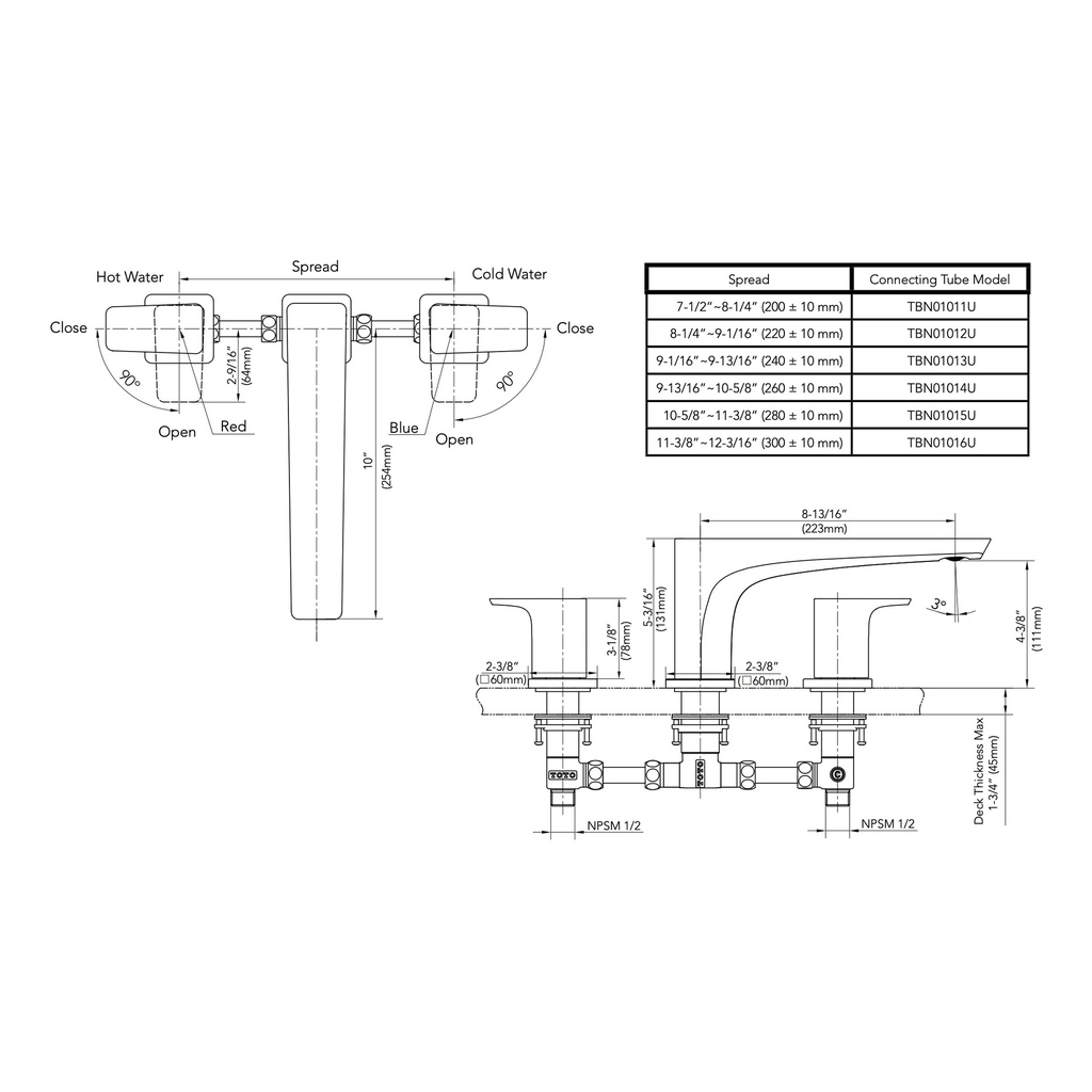 TOTO TBG07201U#BN Trim, Roman Tub Filler, Ge(3H) Brushed Nickel W/O Hs