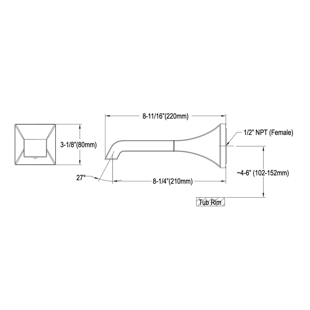 TOTO TBG08001U#CP Tub Spout-Gc