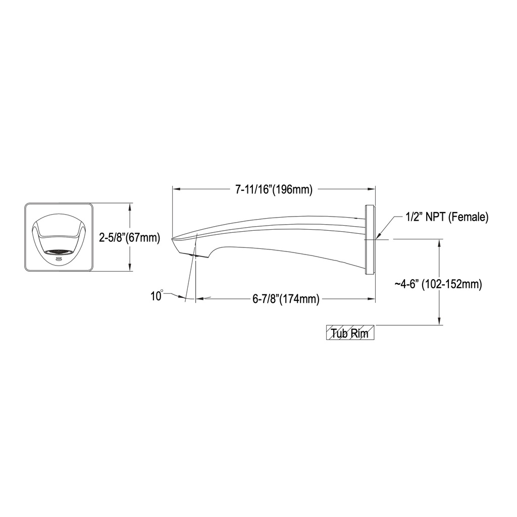 TOTO TBG09001U#BN Tub Spout-Gm