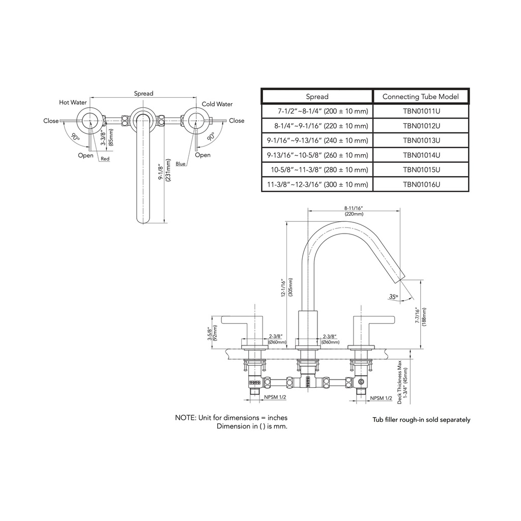 TOTO TBG11201UA#BN Trim,Roman Tub Filler,Gf (3H)Brushed Nickel W/O Hs