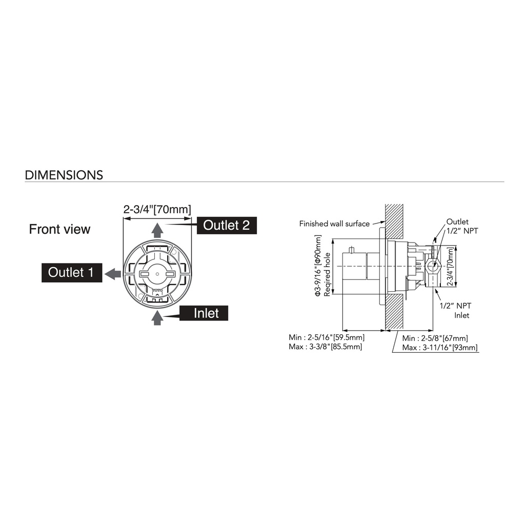 TOTO TBN01102U#PN 2Way Div Valve W/O Off,G Polished Nickel