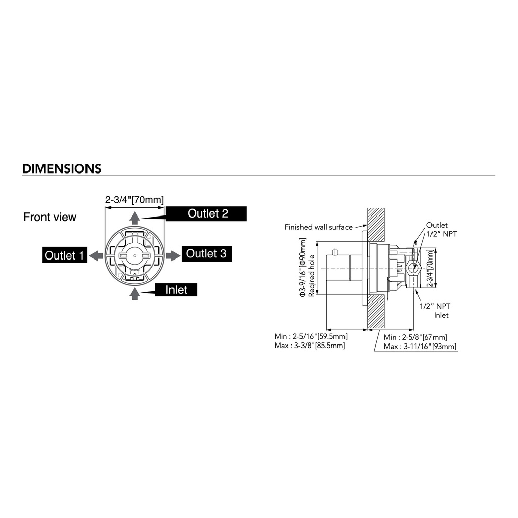 TOTO TBN01103U#CP 3Way Div Valve W/O Off,G Chrome Plated