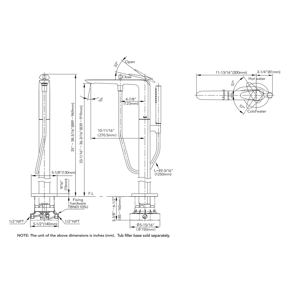 TOTO TBP03301U#CP Freestanding Tub, Za Chrome Plated