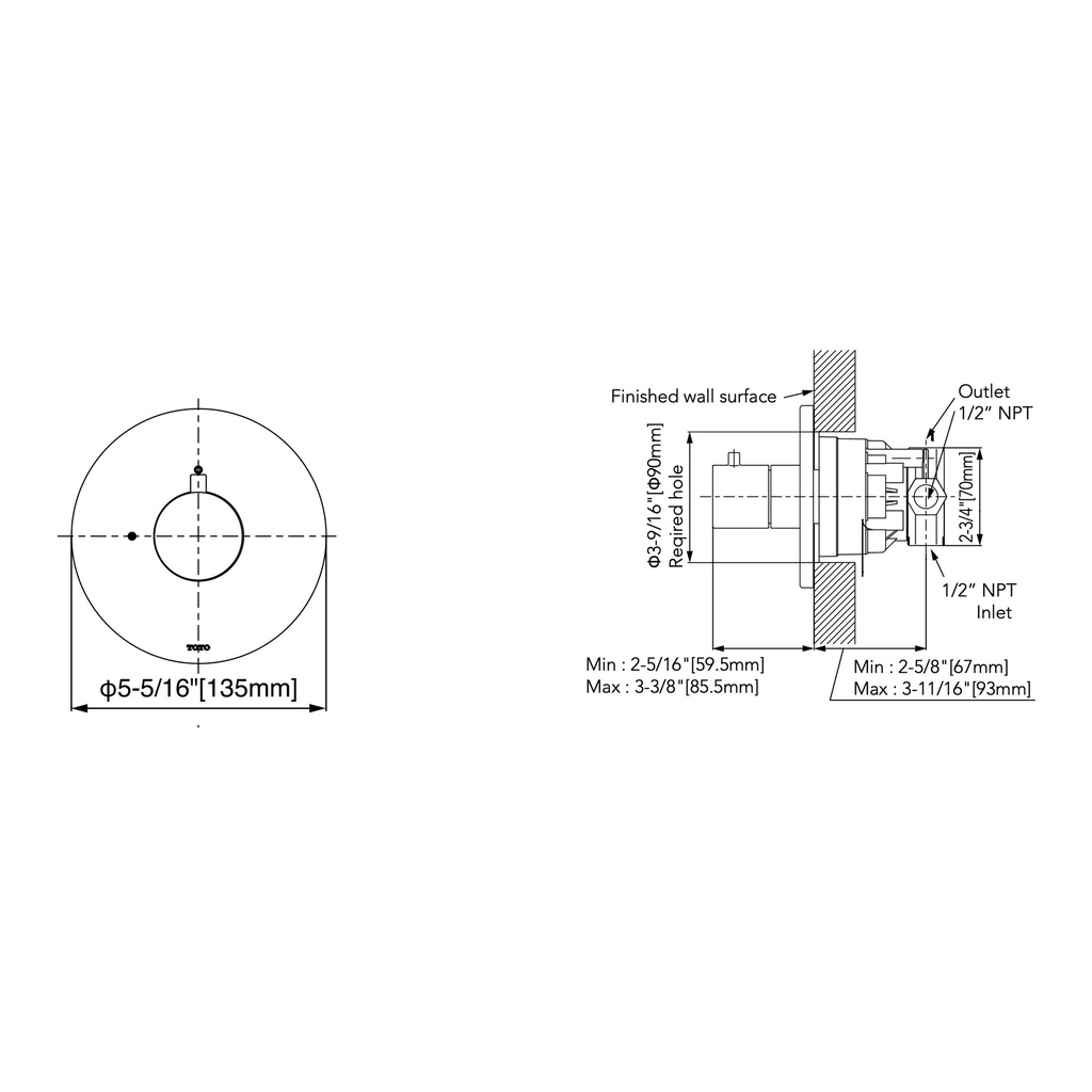 TOTO TBV01101U#BN Vol Ctrl Trim,G,Round Brushed Nickel