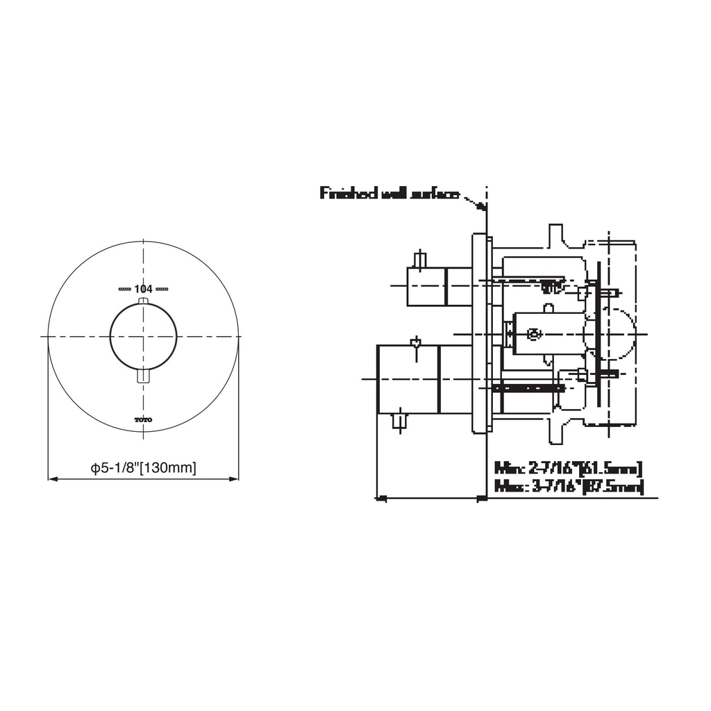 TOTO TBV01407U#PN Thermo Vol Ctrl Valve,G,Round Polished Nickel