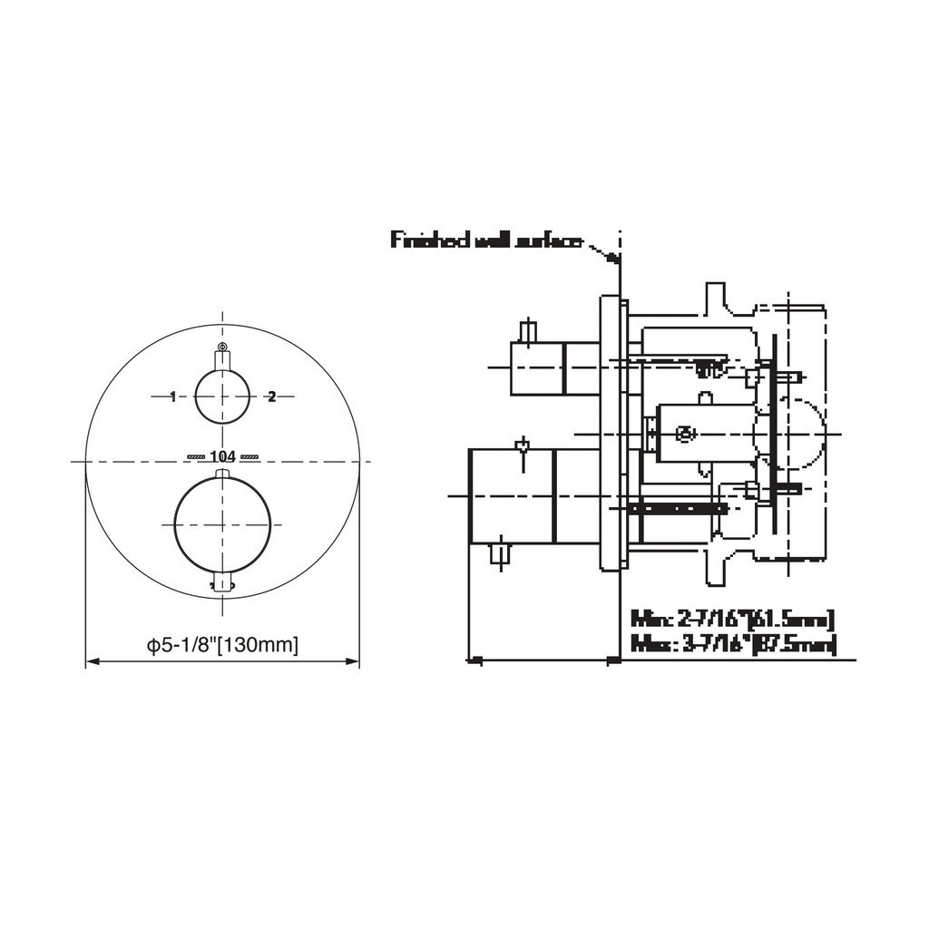 TOTO TBV01408U#BN Thermo 2Way Div Valve,G,Round Brushed Nickel W/ Shut Off