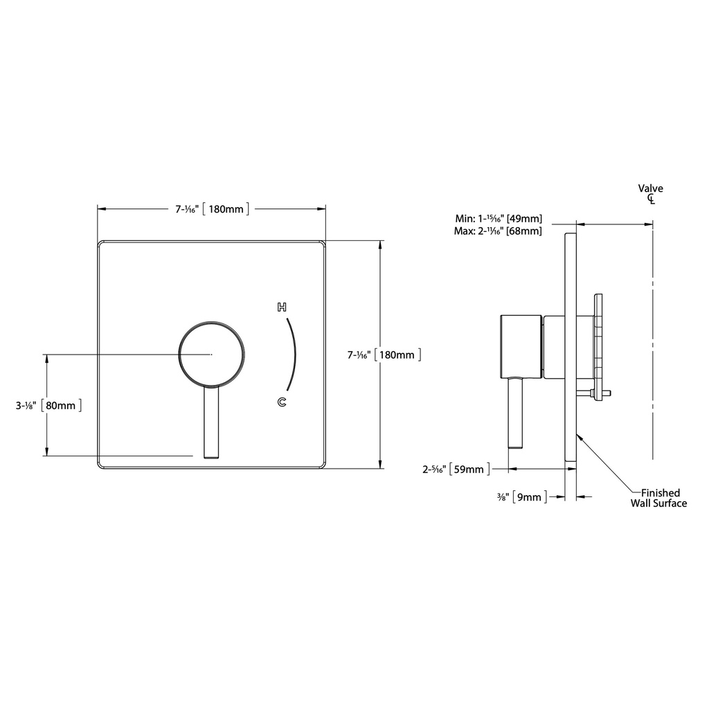 TOTO TBV02801U#PN Pb Valve Trim - Square