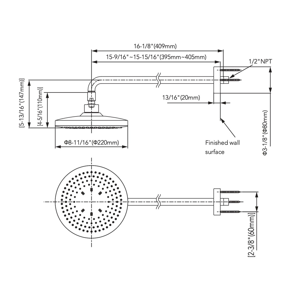 TOTO TBW01003U4#CP Sh,8.5",1 Mode,1.75Gpm,G,Round Chrome Plated