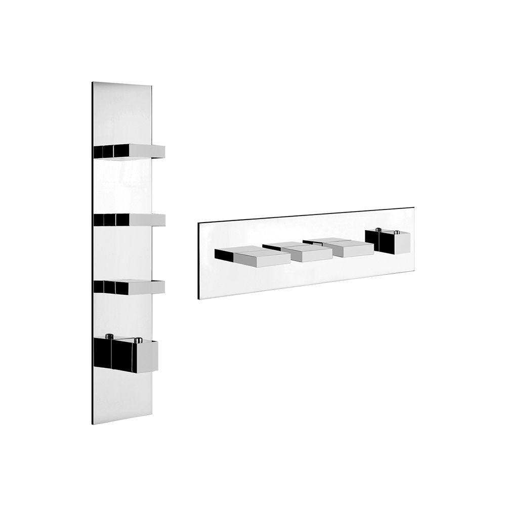 Gessi 39714 Rettangolo Thermostatic Trim With Three Volume Controls Chrome 1