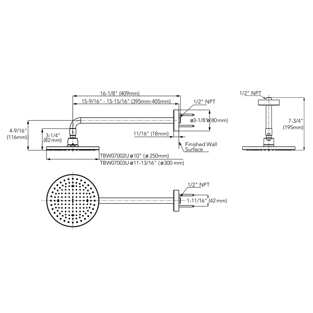 TOTO TBW07002U4#CP Rain Shower Round 10" 1.75Gpm