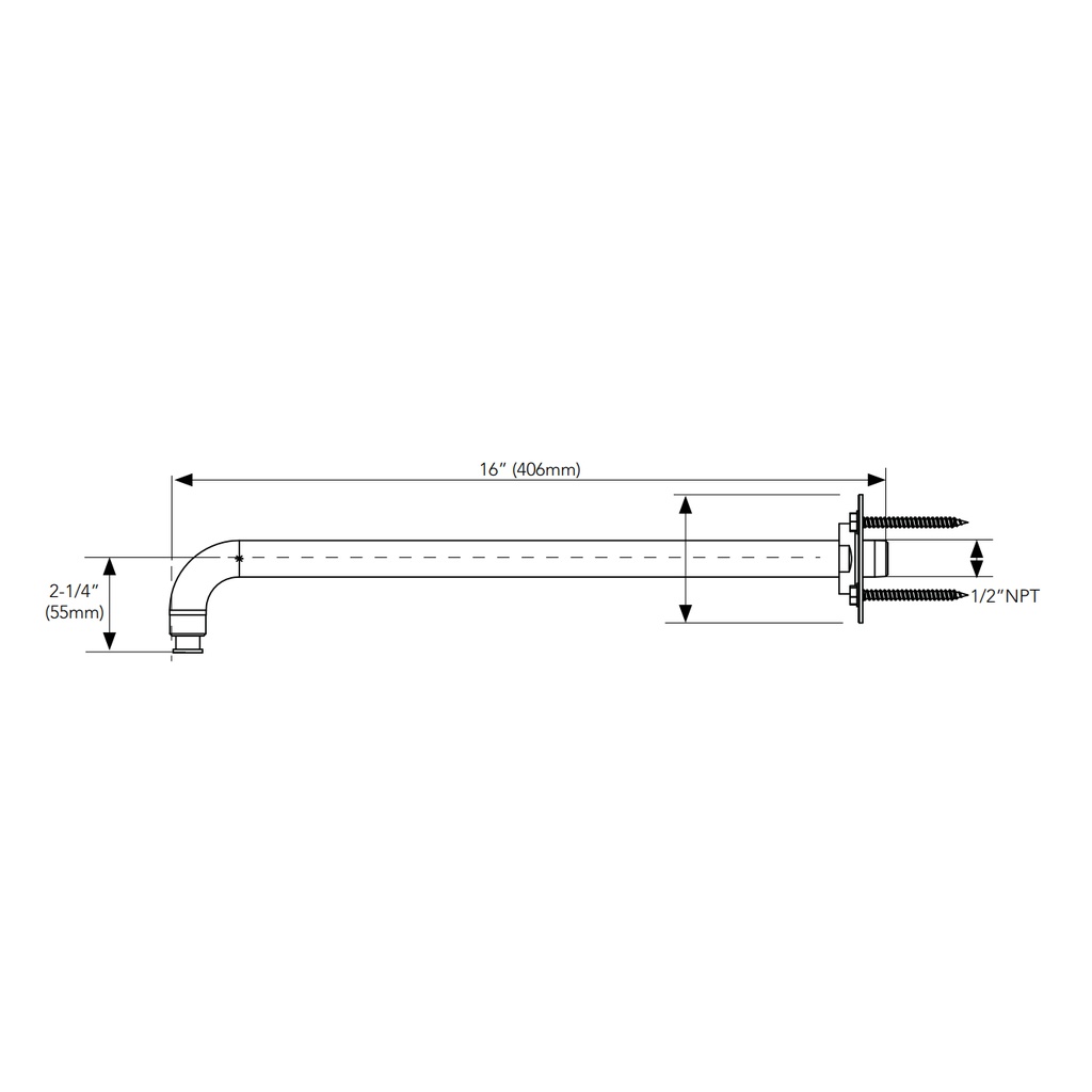 TOTO TBW07025U#BN Rain Shower Arm(Wall-Mnt), 16"