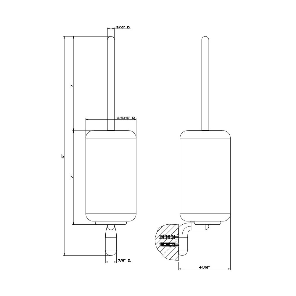 Gessi 38020 Goccia Wall Mounted Ceramic Toilet Brush Holder Black Gres 2