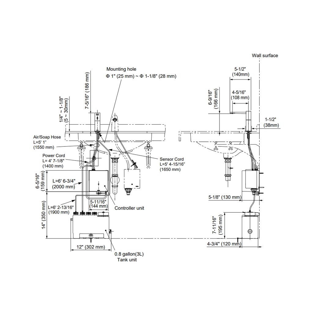 TOTO TES203AFIA#CP Iot Asd Kit W/3Spouts Square M