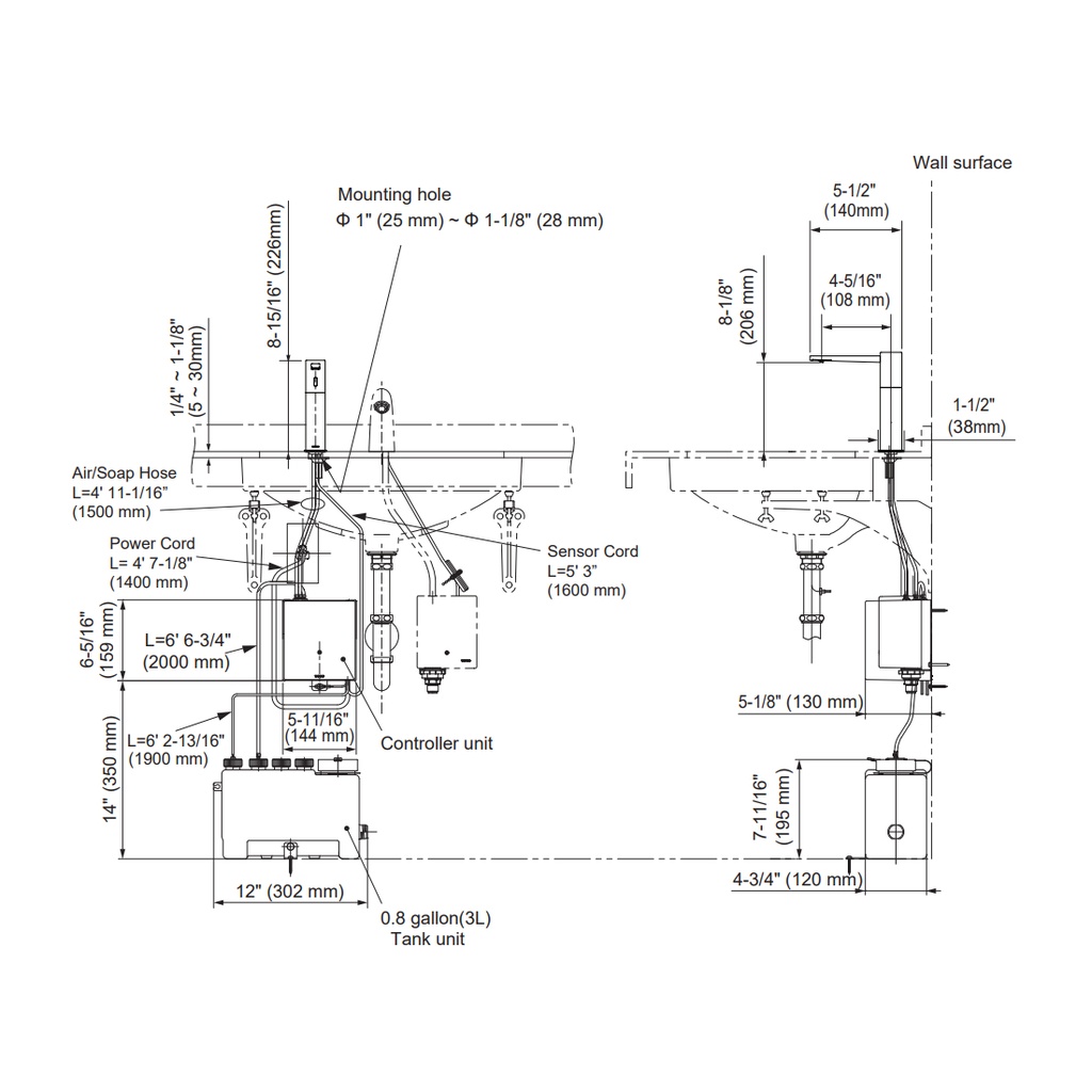 TOTO TES205AGI4#CP Iot Asd Kit W/3Spouts Square L