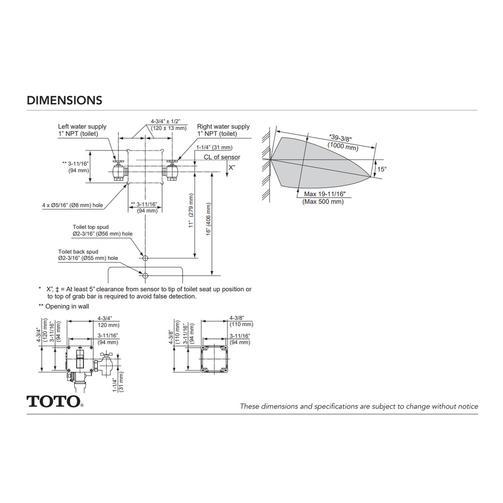 TOTO TET3LB#SS Efv Concealed Toilet 1.28Gpf W/ 4" X 4" Cover Plate