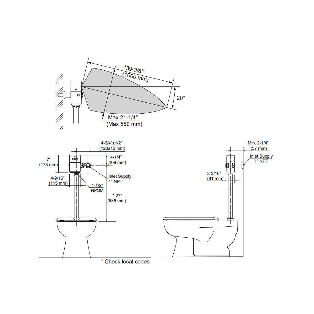 TOTO TET6GBIA32#CP Iot Efv Exposed Toilet 1.6G