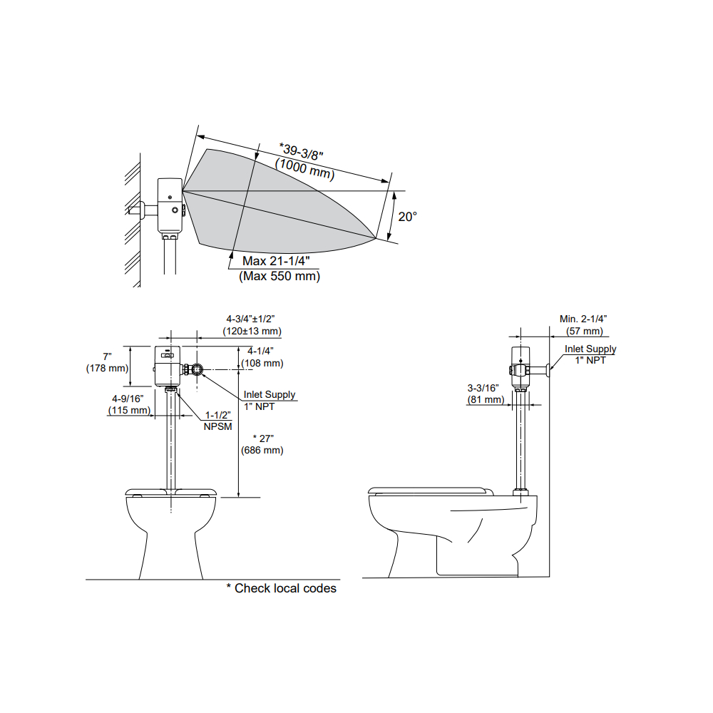 TOTO TET6UBI432#CP Iot Efv Exposed Toilet 1.0G