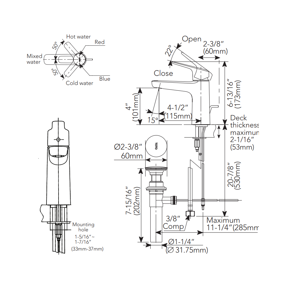 TOTO TLG03301U#PN Faucet,Single Lav,Gs 1.2Gpm Polished Nickel W/ Pop
