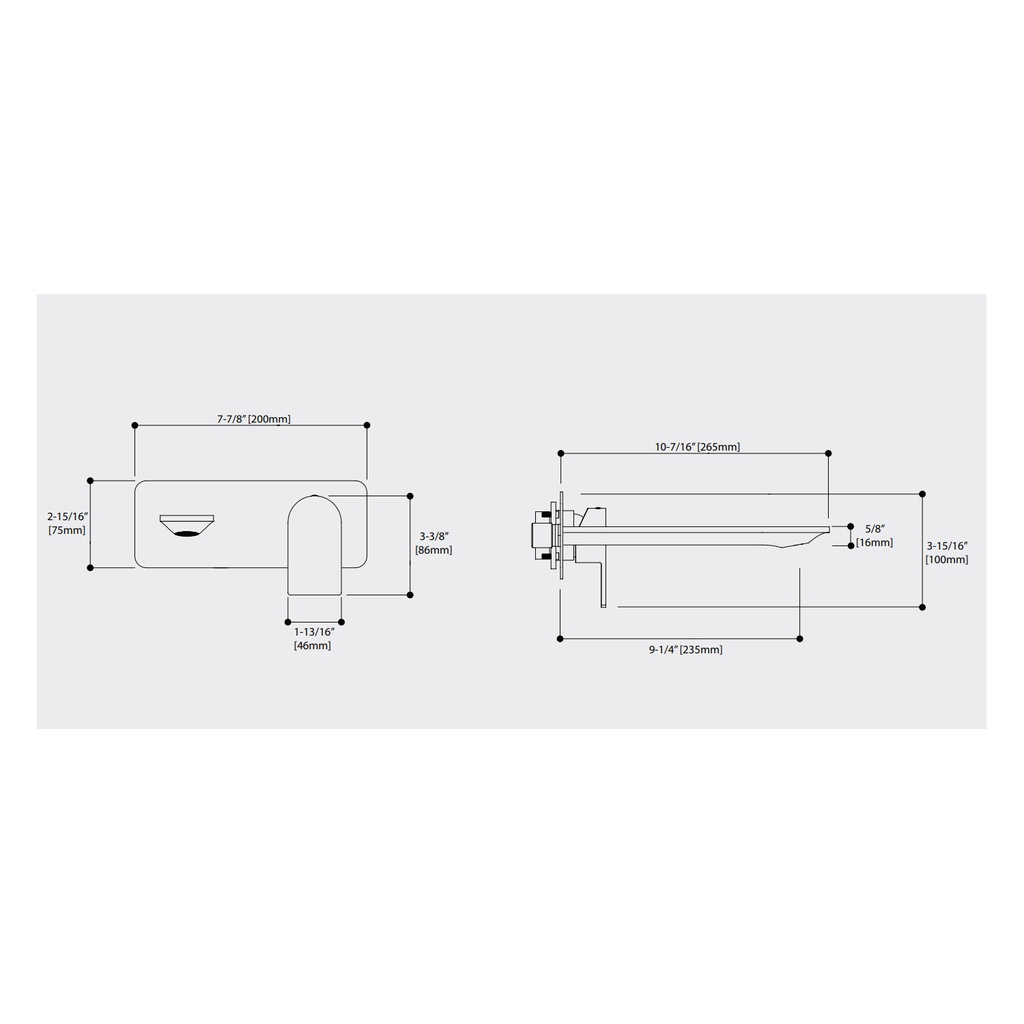 Aquabrass 92N29 Alpha Wallmount Lav Faucet Trim Only