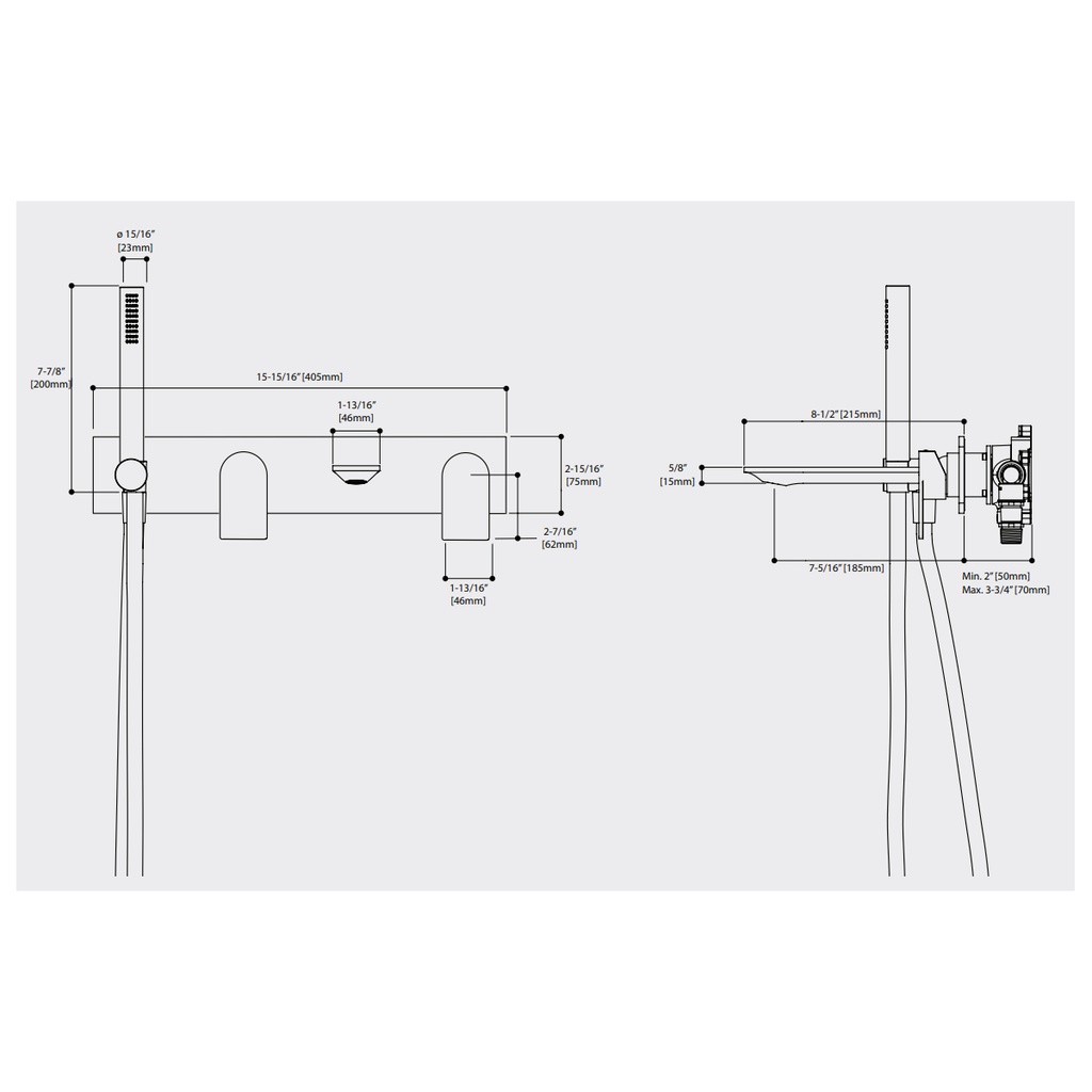 Aquabrass 92N04 Alpha Wallmount Tub Filler Trim Only
