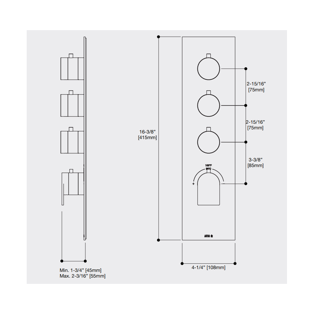 Aquabrass SR3392PC Alpha Trim Set T12003 Valve Polished Chrome