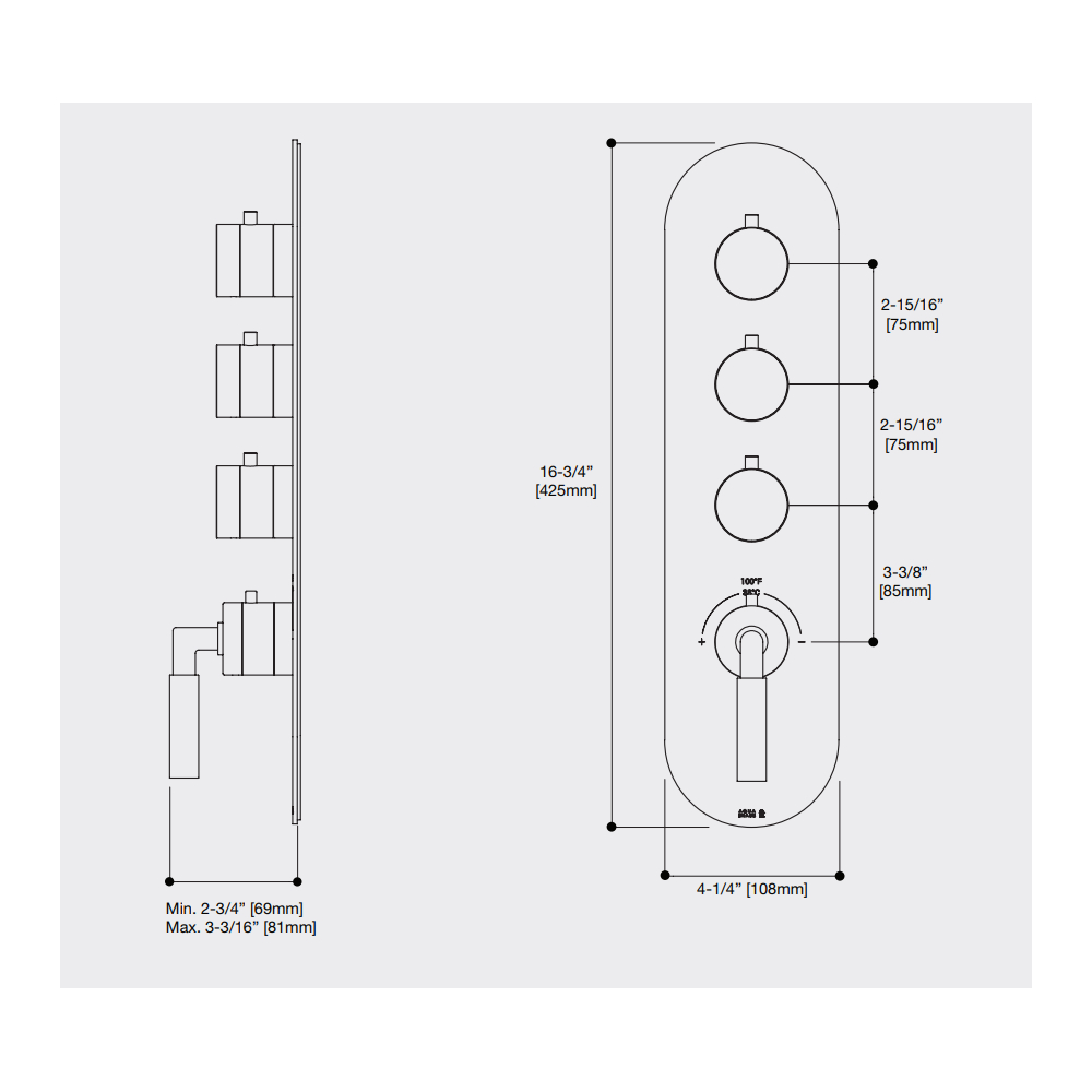 Aquabrass R3348BBC Aria Trim Set T12003 Valve Brushed Black Chrome