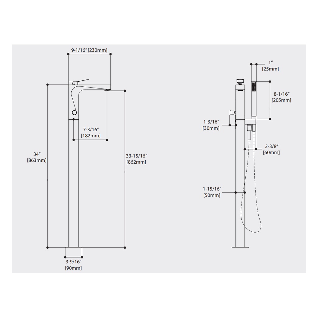 Aquabrass 19N85 Chicane Floormount Tub Filler Chrome