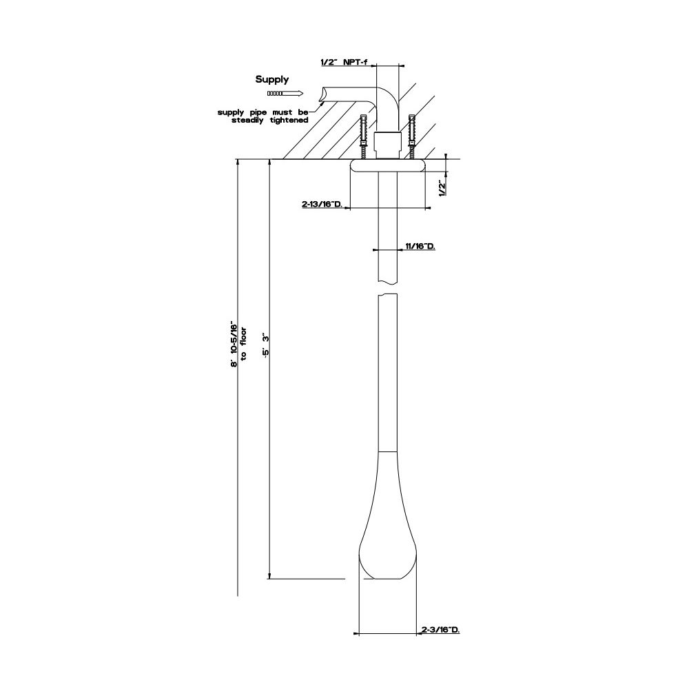 Gessi 35299 Goccia Ceiling Mounted Washbasin Spout 63" Chrome 2