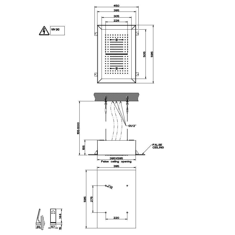 Gessi 57409 15-9/16 X 23-7/16 Built-In Shower System With Rainfall Function White 2