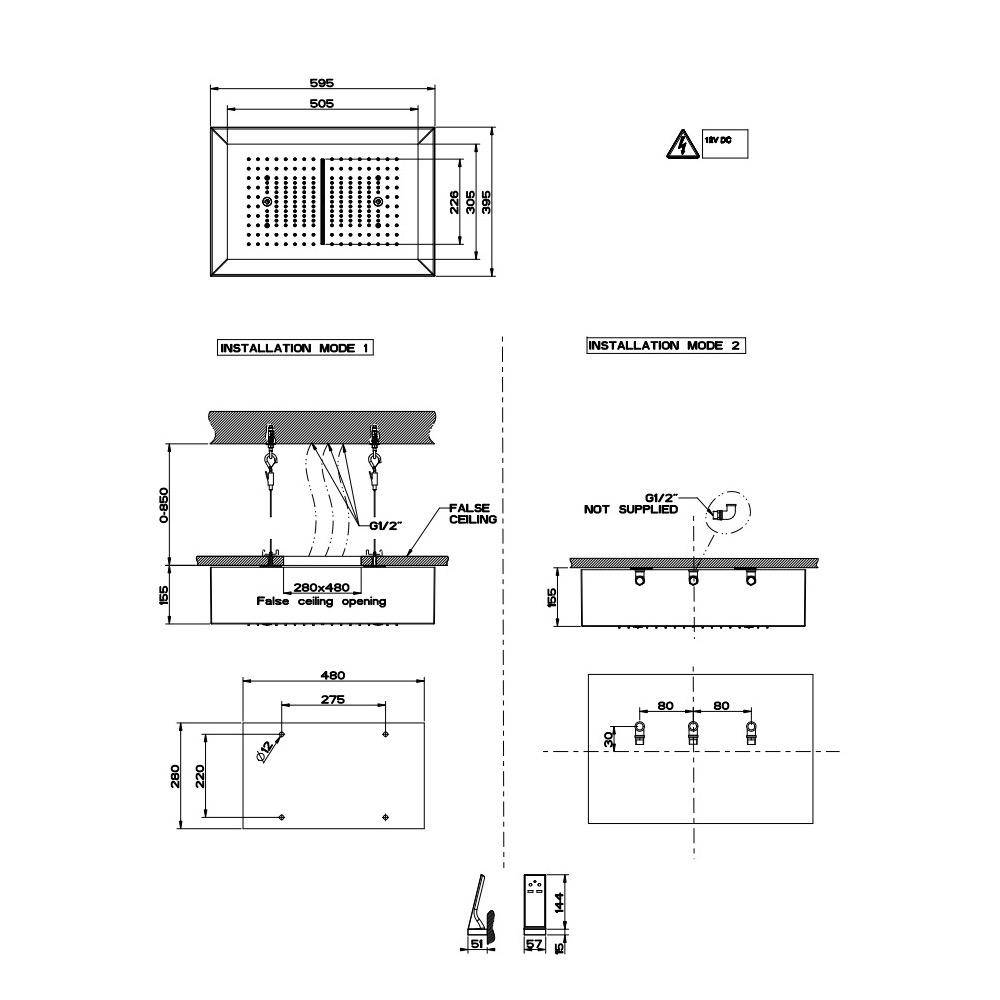 Gessi 57411 15-9/16 X 23-7/16 Exposed Shower System With Rainfall Function White 2