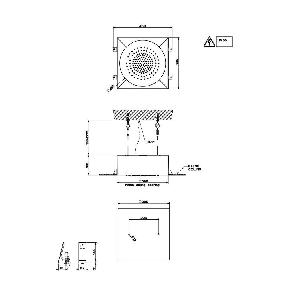 Gessi 57601 14 Built-In Shower System With Rainfall Function White 2