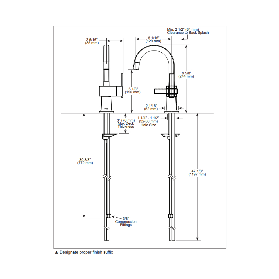 Brizo 61322LF-C-BNX Beverage Faucet With Arc Spout
