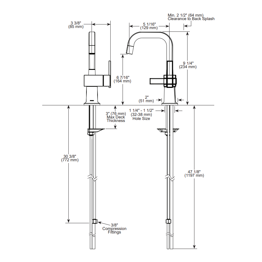 Brizo 61323LF-C-SS Beverage Faucet With Square Spout
