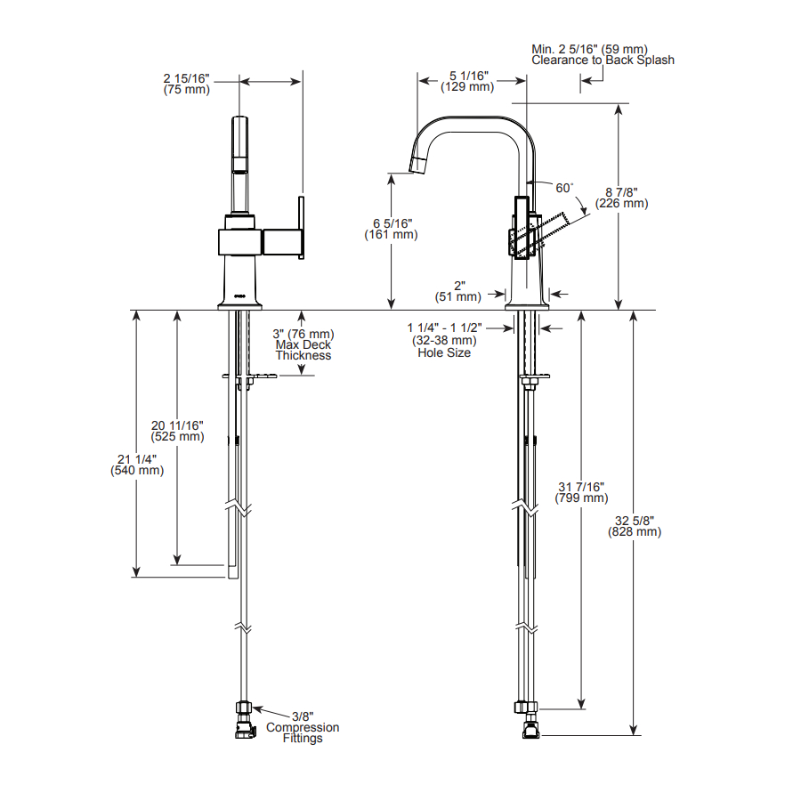 Brizo 61323LF-H-PN Instant Hot Faucet With Square Spout