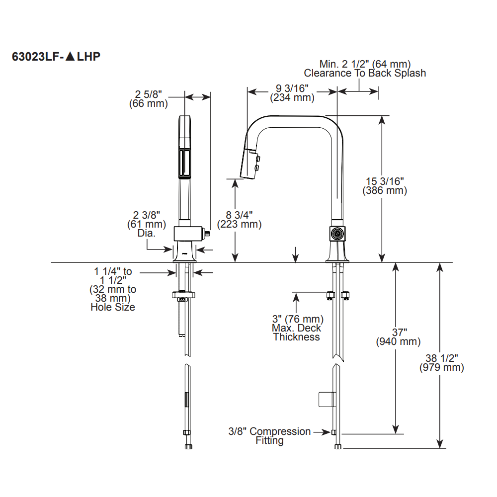 Brizo 63023LF-BNXLHP Pull-Down Faucet With Square Spout Les