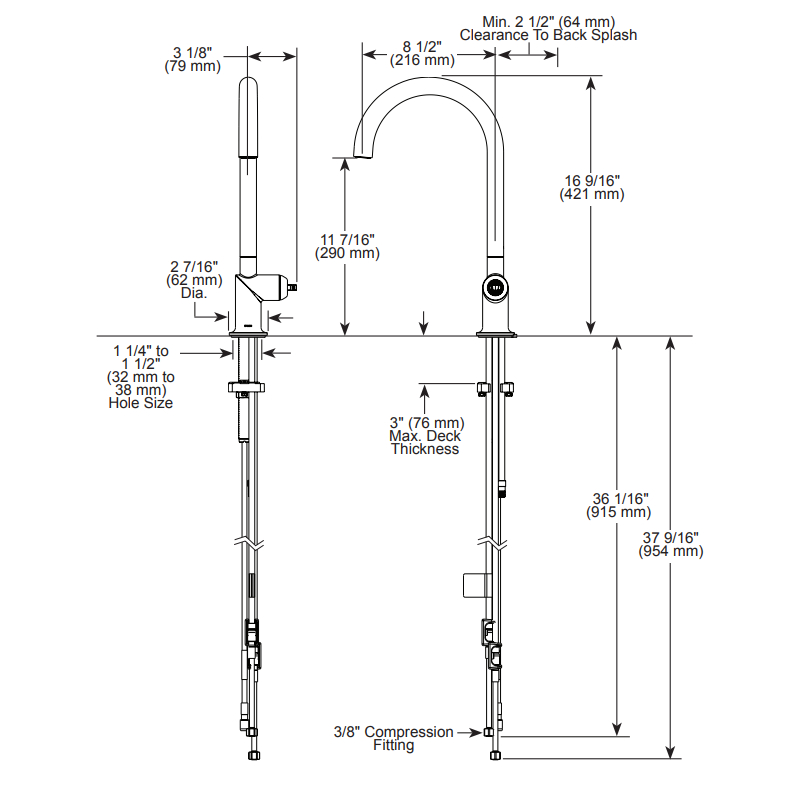 Brizo 63075LF-SSLHP-OD Odin Deck Mount Faucet With Arc Spout Less