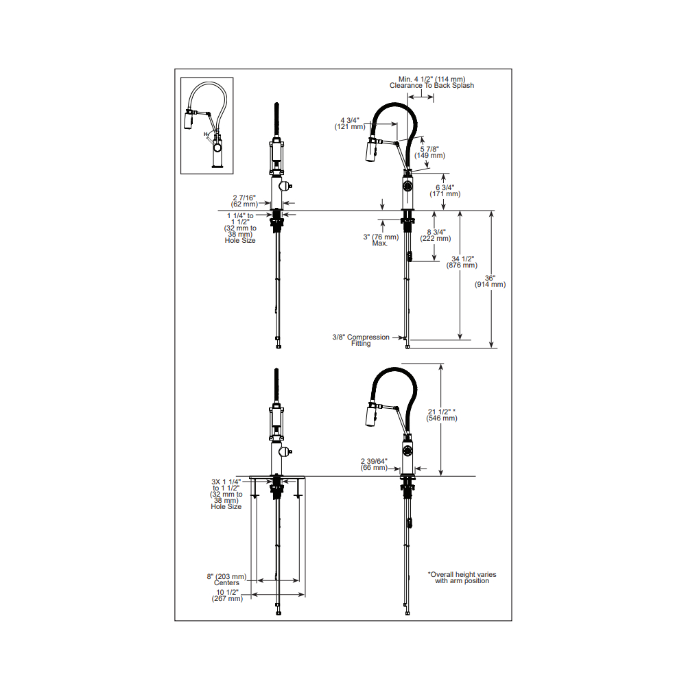 Brizo 63121LF-BLLHP Articulating Kitchen Faucet 1L