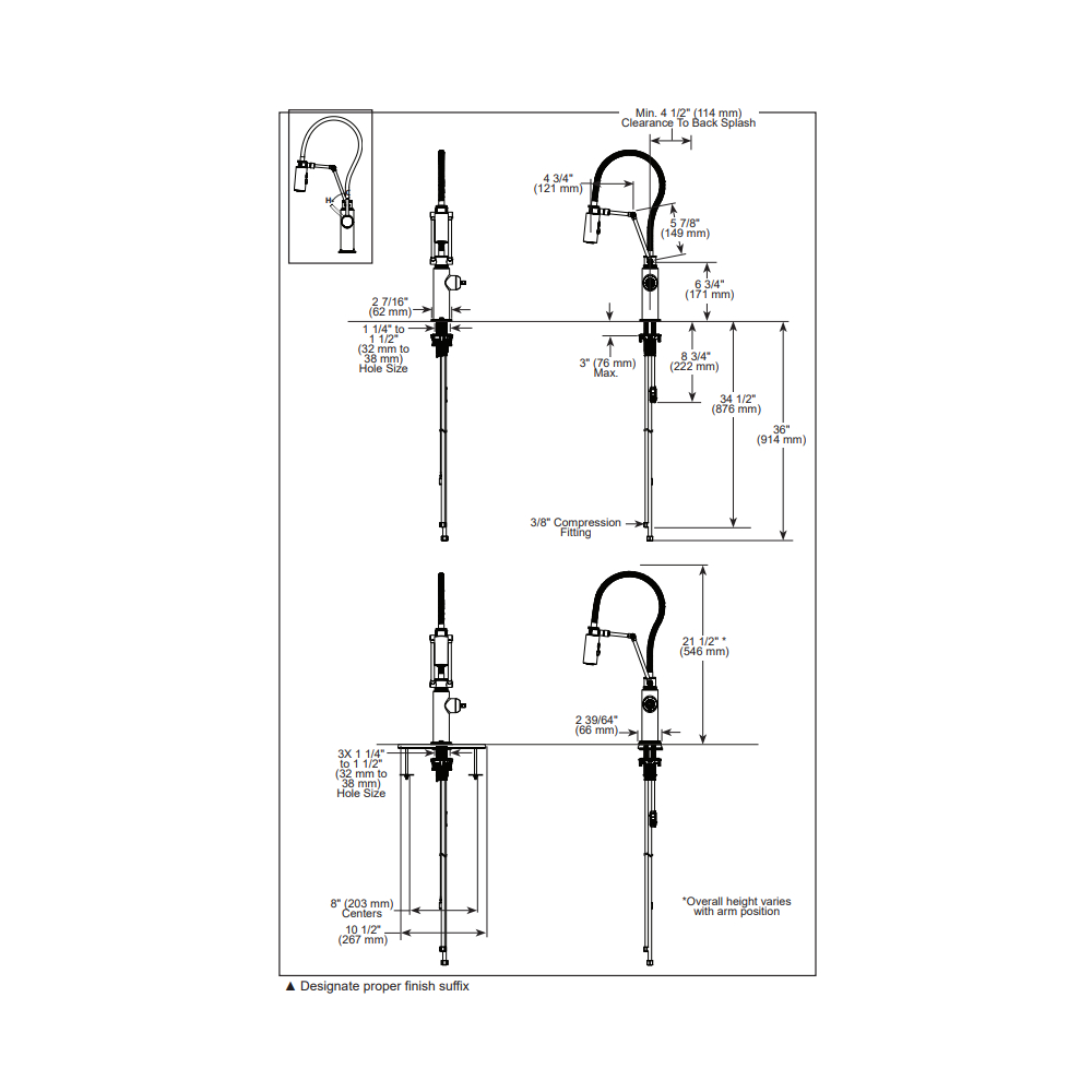 Brizo 63221LF-PCLHP Articulating Kitchen Faucet 1L
