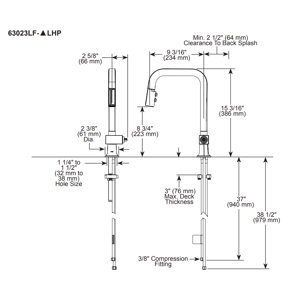 Brizo 63923LF-PNLHP Pull-Down Prep Faucet With Square Spout
