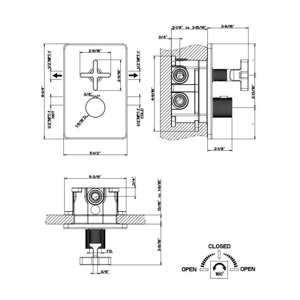 Gessi 58234 Inciso 2 Way Thermostatic Diverter And Volume Control Chrome 2