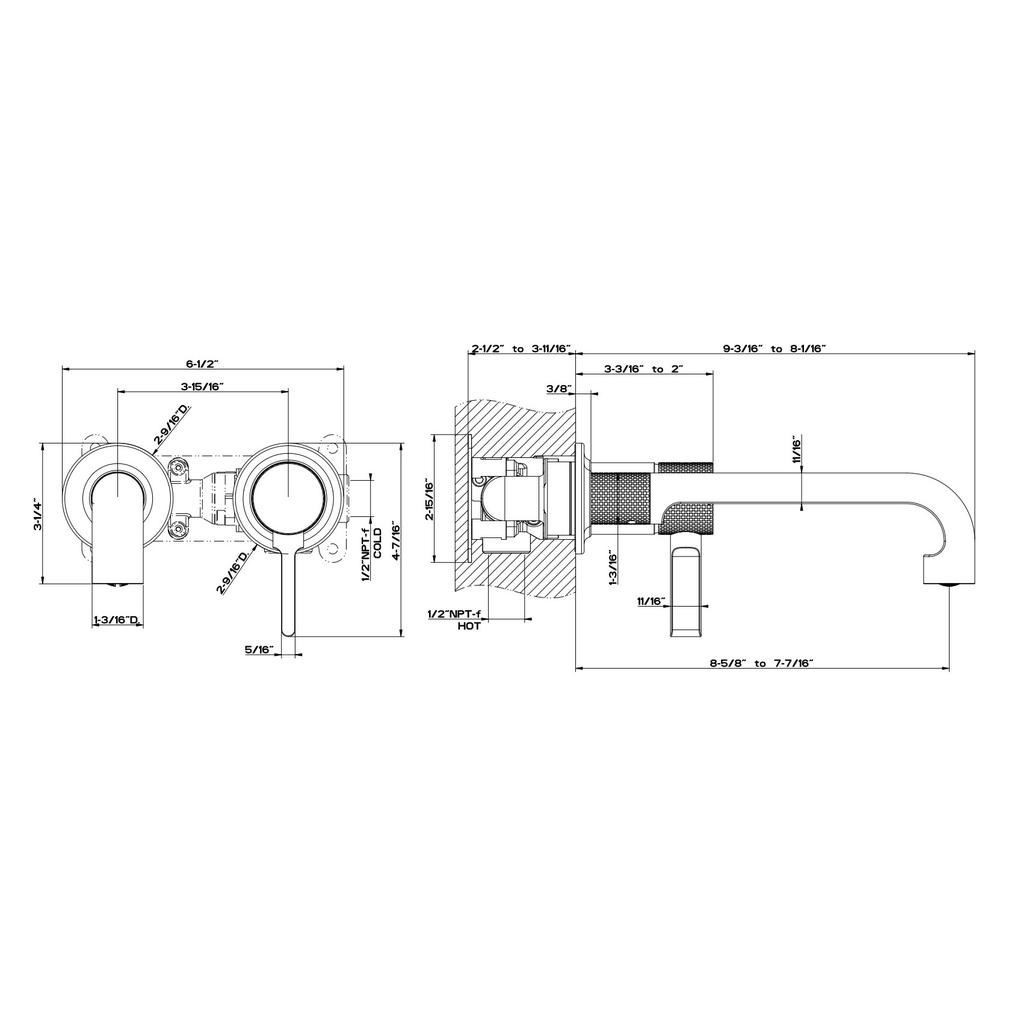 Gessi 58088 Inciso Wall Mounted Basin Mixer Chrome 2