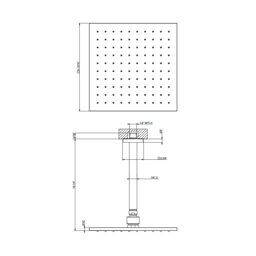 Gessi 59155 Rilievo Ceiling Mounted Adjustable Shower Head Chrome 2